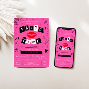 Burn Book Inspired Birthday Party Invitation, Girl&#39;s Night Birthday Party Invitation, Mean Girls Inspired, Pink Bachelorette Party, Canva