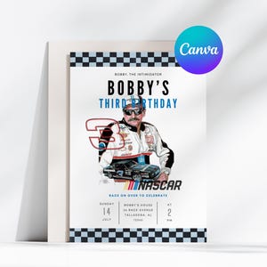 Dale Earnhardt Nascar Birthday Invitation, Nascar Party, Boy Racing Invitation, Printable Cars Birthday Invitation, Nascar Racing Invite