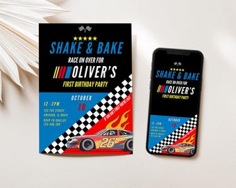 Editable If You Ain't First You're Last, First Birthday, Ricky Bobby, Shake N Bake, Nascar, Talladega Nights, Nascar Party,
