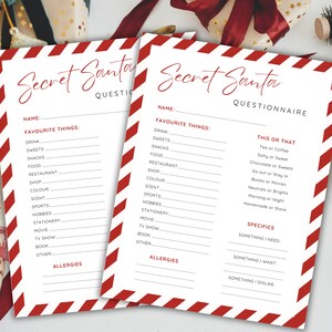 Briefumfragebogen für Büro-Geschenktausch, Secret Santa-Fragebogen für Mitarbeiter und Lehrer, Xmas Kennenlern-Bundle, Weihnachten all about me