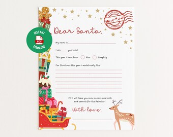 Kids Christmas Wish List, Printable Gift Wish List, Children's Xmas Wish List, Kids Holiday Wish List, Letter To Santa, Letter to Santa