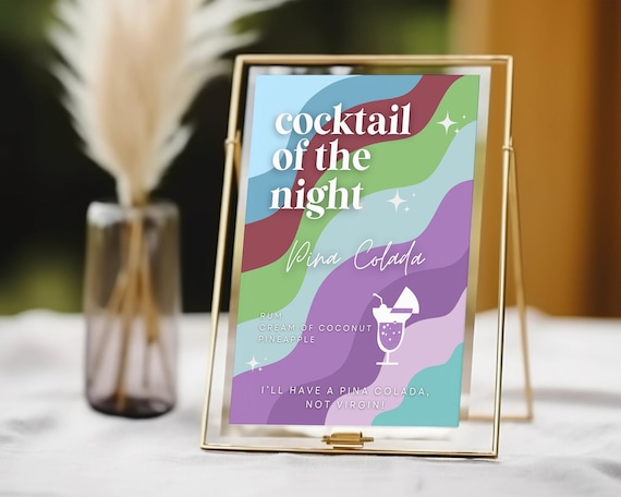 13 Going on 30 Cocktail Sign, 13 Going on 30, 30th Birthday Drink Menu, Thirty Flirty and Thriving, 30th Birthday Sign, Canva Template