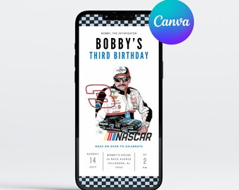 Talladega Birthday Invitation, Nascar Party, Boy Racing Invitation, Cars Birthday Text Invitation, Shake n Bake Birthday, Ricky Bobby, Canva