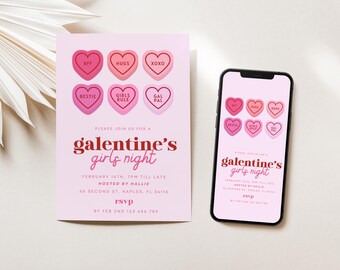 Galentines Invite Electronic, Editable Galentine's Day Brunch Invitation, Galentines Day Invitation,Galentines Day Invitation Template Canva