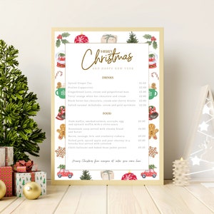 Menu kawiarni na Boże Narodzenie | Menu kawiarni | Nowoczesny szablon menu restauracji | Menu restauracji na Boże Narodzenie | Menu specjalnych dań świątecznych | Menu świąteczne