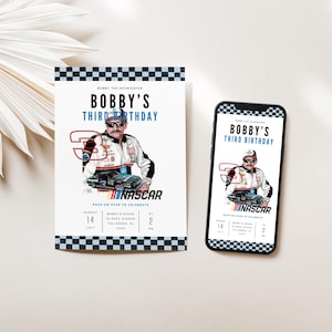 Dale Earnhardt Nascar Birthday Digital Invitation, Nascar Party, Boy Racing Invite, Printable Cars Birthday Invitation, Nascar Racing Invite