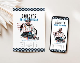 Dale Earnhardt Nascar Birthday Digital Invitation, Nascar Party, Boy Racing Invite, Printable Cars Birthday Invitation, Nascar Racing Invite