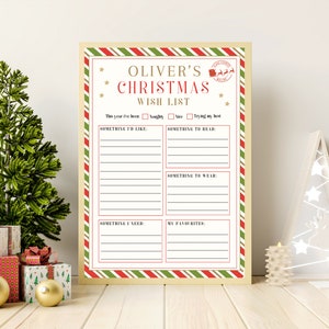 Christmas Wish List for Kids | Letter To Santa Claus | Holidays Wish List Template| Printable Letter To Santa | Instant Download | Canva