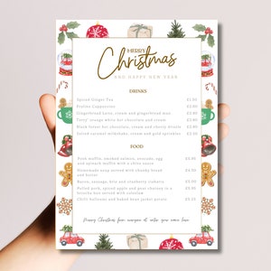 Cardápio de Café de Natal | Cardápio de Cafeteria | Modelo de Cardápio de Restaurante Moderno | Cardápio de Restaurante de Natal | Cardápio de Especiais Festivos | Cardápio Festivo