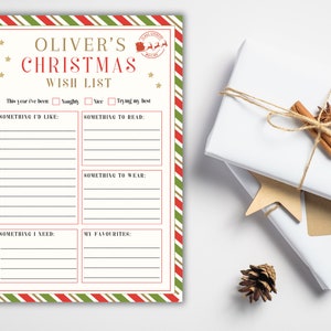 Christmas Wish List for Kids | Letter To Santa Claus | Holidays Wish List Template| Printable Letter To Santa | Instant Download | Canva