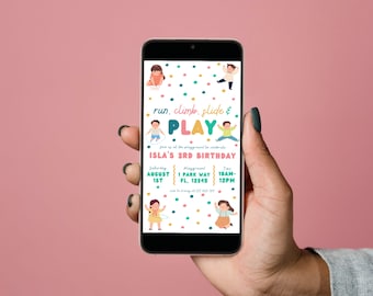Playground Birthday Invitation, Editable Kids Park Party Invitation Template, Outdoor Birthday Invite, Slide & Swing, Instant Download