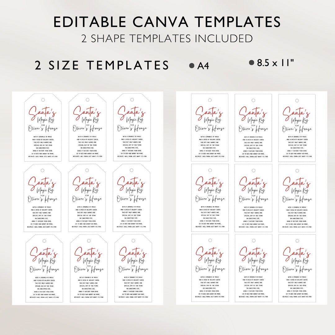 Editable Santa's Magical Key Magic Key Tag Christmas Eve Box No Chimney ...