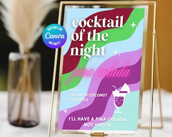 13 Going on 30 Cocktail Sign, 13 Going on 30, 30th Birthday Drink Menu, Thirty Flirty and Thriving, 30th Birthday Sign, Canva Template