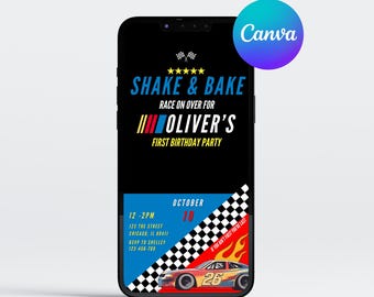 Talladega Birthday Invitation, Nascar Party, Boy Racing Invitation, Cars Birthday Text Invitation, Shake n Bake Birthday, Ricky Bobby, Canva