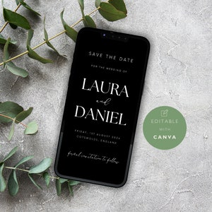 Modern Minimal Save the Date E-invite Template, Digital Invite, Electronic Save the Date, Electronic Invite, Instant Download