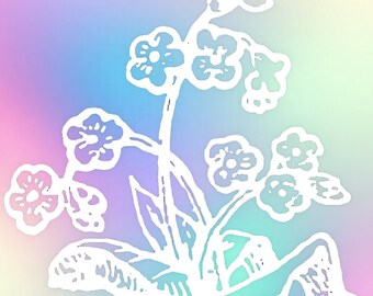 Pegatina holográfica floral blanca minimalista