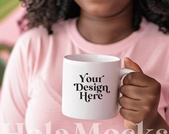 Mok Model Mockup Witte 11 oz Keramische Mok Mock-up Divers Zwart Model Minimalistisch Esthetisch Modern Gestyled Mocks Koffiemokken Cup Mockups POD