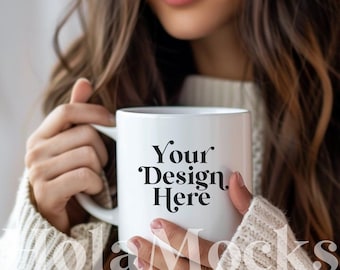 Modello di tazza Mockup Bianco 11 once Tazza in ceramica Mock-up Diverse Modello bruna Boho Estetica minimalista Stile moderno Mock Coffee Mugs Mockups POD