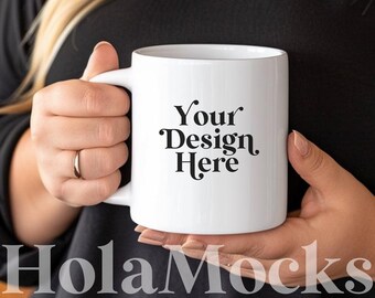 Modello di tazza Mockup Bianco 11 once Tazza in ceramica Mock-up Diverse Modello biondo Boho Estetica minimalista Stile moderno Mock Coffee Mugs Mockups POD