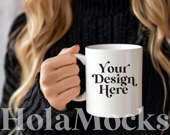 Modello di tazza Mockup Bianco 11 once Tazza in ceramica Mock-up Diverse Modello biondo Boho Estetica minimalista Stile moderno Mock Coffee Mugs Mockups POD