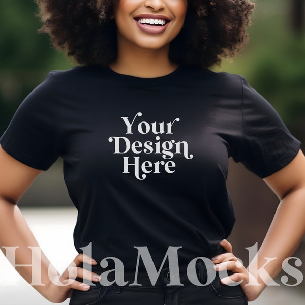 Black Shirt Mockup Bella Canvas 3001 Model of Color Mockups Trendy Modern Lifestyle Mock-up T-Shirt Aesthetic Tee BC3001 Mock Stock Tees POC