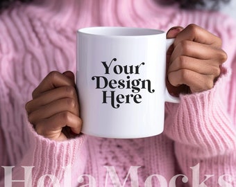 Mok Model Mockup Witte 11 oz Keramische Mok Mock-up Divers Zwart Model Minimalistisch Esthetisch Modern Gestyled Mocks Koffiemokken Cup Mockups POD