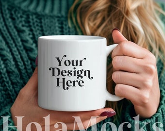 Modello di tazza Mockup Bianco 11 once Tazza in ceramica Mock-up Diverse Modello biondo Boho Estetica minimalista Stile moderno Mock Coffee Mugs Mockups POD