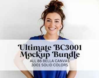 Bella Canvas Mockup Bundle All 86 BC 3001 Solid Colors CVC BC3001 T-Shirt Woman Model Mocks Cute Minimalist Boho Lifestyle Body Positive POD