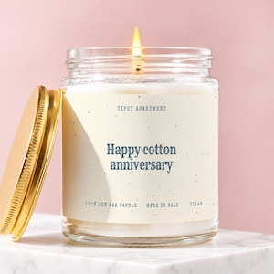 2 Year Anniversary Candle, Happy Cotton Anniversary, 2nd Wedding Anniversary Gift for Husband Wife, Second Year Couples Gift T1148