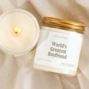 Boyfriend Gift Worlds Greatest Boyfriend Candle Romance Love Anniversary Valentine Birthday Best Boyfriend Ever BF Relationship Thank T5527