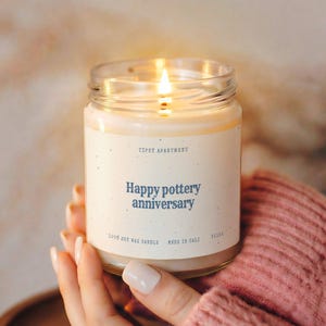 9th Pottery Anniversary Candle Ninth Wedding Year Rustic Farmhouse Couple Pottery Gift Husband Wife Ninth Year Country T1155