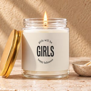 Halloween Gift for Women, Girls Will Be Girls Candle, Funny Witchy Present for Sisters or Friend Group, Halloween Gift Set T5917