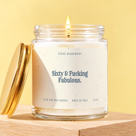 60th Birthday Candle, Sixty and Fabulous, 60th Birthday Card, Turning 60 Gift for Her Him, Funny 60th Birthday Present T110
