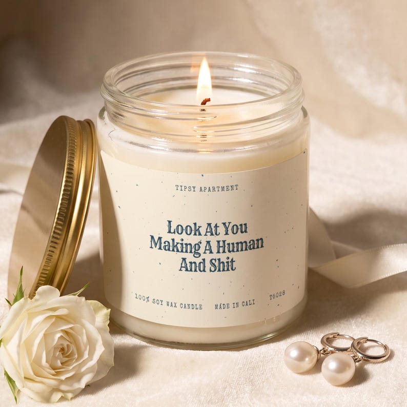 Pregnancy Announcement Candle, Look at You Making a Human, Funny Gift for Expecting Mom, Baby Shower Gift, Mom to Be Gift Box T5028 image 1