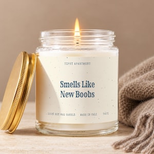 Boob Job Gift Candle, Smells Like New Boobs, Get Well Card, Funny Breast Augmentation Recovery Gift for Her Surgery Present for Her T407