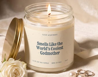Godmother Gift Candle, Worlds Coolest Godmother, Godmother Card, Baptism Christening Gift for Godmother Proposal Will You Be Mine Gift T757
