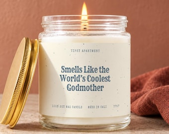 Godmother Gift Candle, Worlds Coolest Godmother, Godmother Card, Baptism Christening Gift for Godmother Proposal Will You Be Mine Gift T757