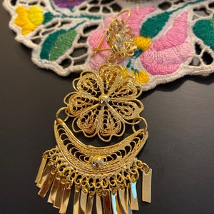 Medium. Aretes de Filigrana Mexicanos. Aretes de Chapa de oro. Mexican earrings. Gold plated earrings. Aretes tradicionales y artesanales.