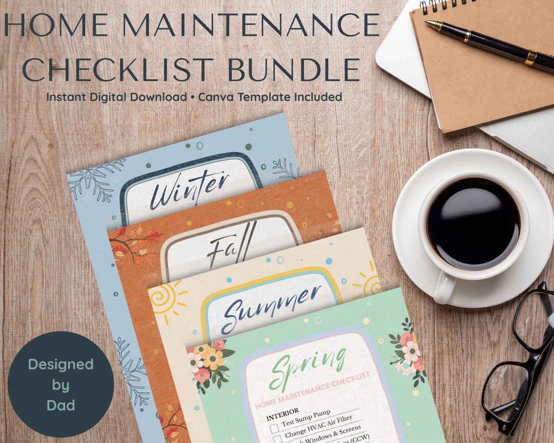 Editable Aesthetic Home Maintenance Checklist Bundle, Essential House ...
