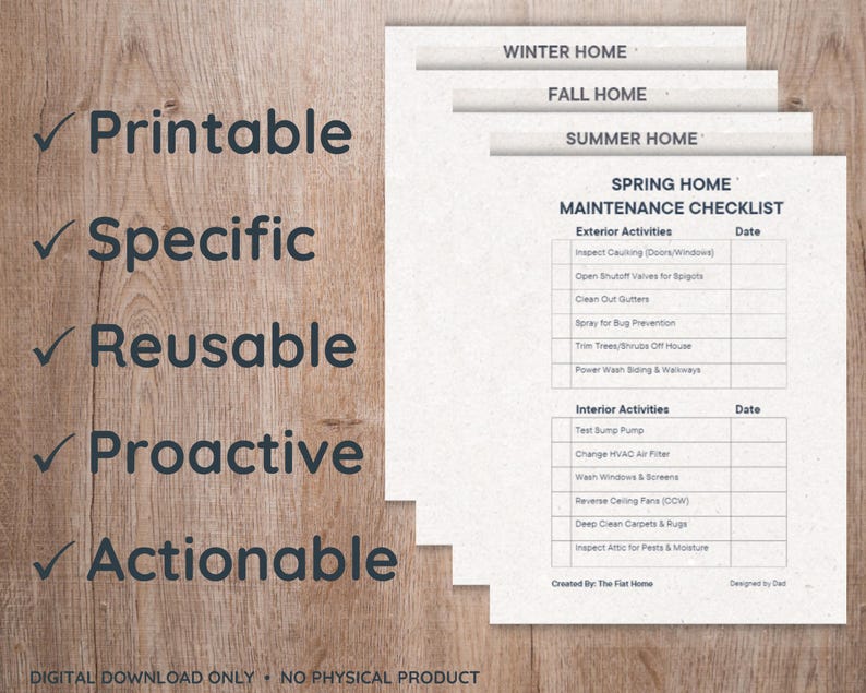 Editable Home Maintenance Checklist Bundle, Essential House Care Tasks ...