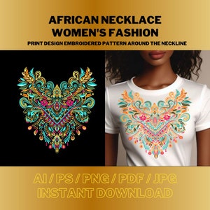 Afrikanische Halskette Print-Design: Gesticktes Muster (Digitaler Download)