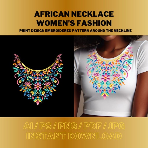 African Necklace Embroidery Pattern: Women's Fashion Design (Digital Download)