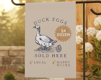 Enseigne personnalisée de support d'oeufs de canard, enseigne d'oeufs locaux frais vendus ici, drapeau personnalisé de stand de ferme pour le cadeau de jardin d'arrière-cour de Happy Ducks pour la maman de canard