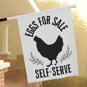 Chicken Coop Egg Stand Sign Fresh Local Eggs Sold Here Sign Farm Stand Flag for Happy Hens Backyard Garden House Banner gift for Chicken Mom