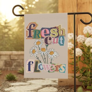 Bauernhof frische Blumen verkauft hier Schild, Flagge für frische Schnittblumen Hinterhof Garten Banner Geschenk für Blumenzüchter Geburtstagsgeschenk für Gärtner