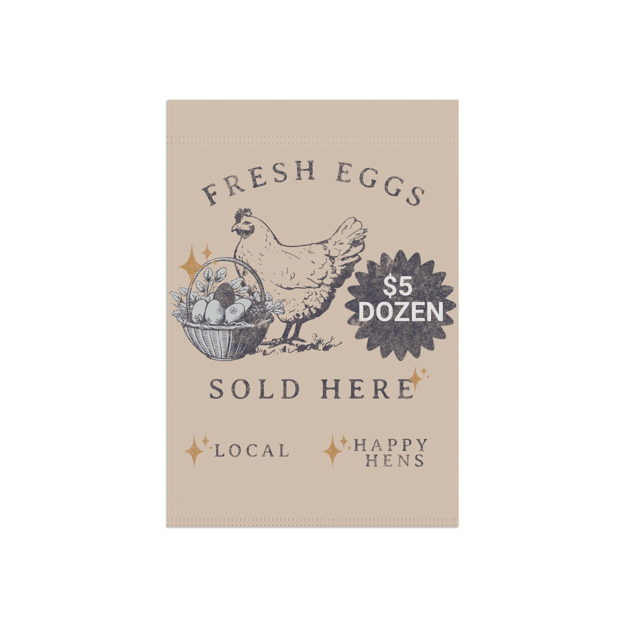 Custom Local Eggs Sold Here Sign Flag for Happy Hens Backyard Chicken