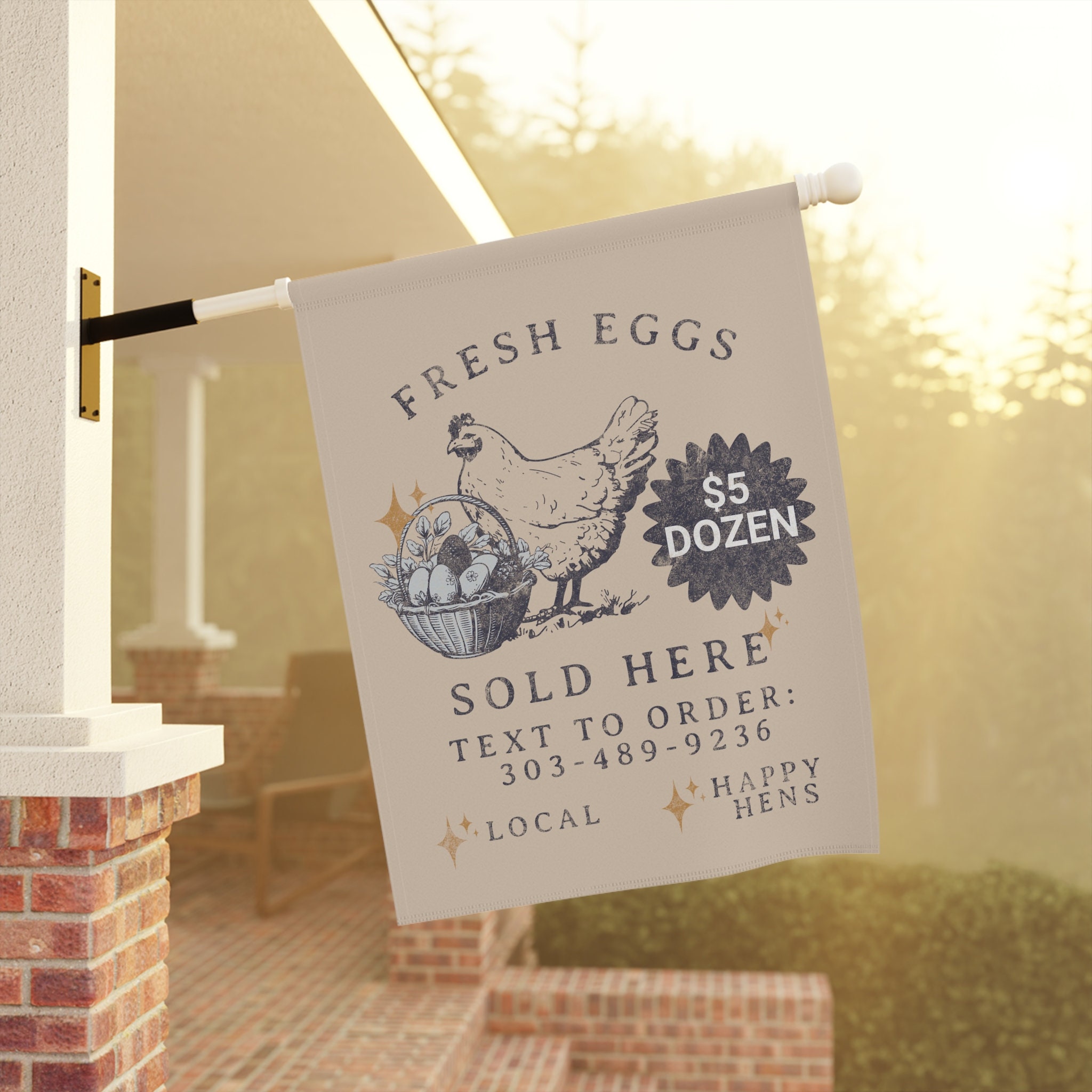 Custom Local Eggs Sold Here Sign Flag for Happy Hens Backyard Chicken