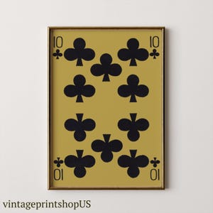 Kreuzzehn verändert Kunstdruck | Digitaldruck, Funky Olivgrünes Spielkarten Poster, Eklektische Karten Deck Art, Bunte Vintage Plakate