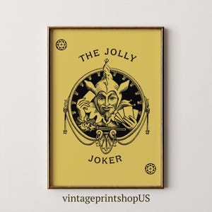 Joker Karte verändert Kunstdruck | Digitaldruck, Funky Gelbes Spielkarten Poster, Eklektische Karten Deck Kunst, Bunte Vintage Poster, Brettspiel