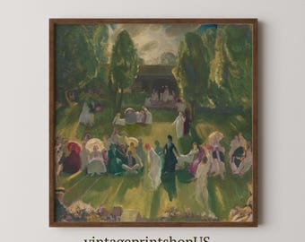 Vintage Tennis Wall Art Print | Tennis Court Painting, Preppy Sports Decor (Digital Download)